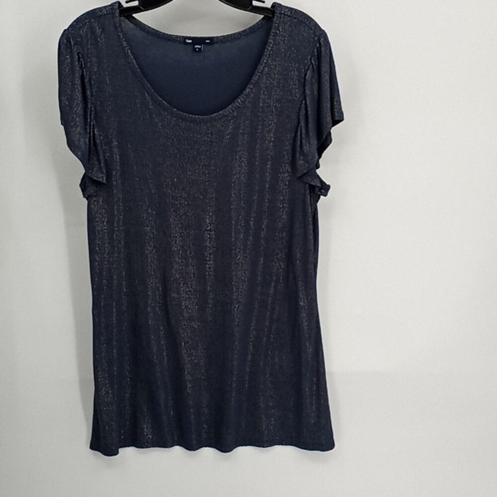 Gap Women's Blue with Gold Shimmer Short Sleeve Tee Size Large